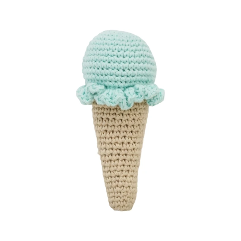 DIY вязанное крючком мороженое погремушка для детей младенцев прорезывание зубов