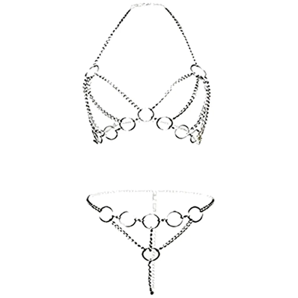 Сексуальная металлической цепью нижнее белье для бондажа Косплэй костюм порно