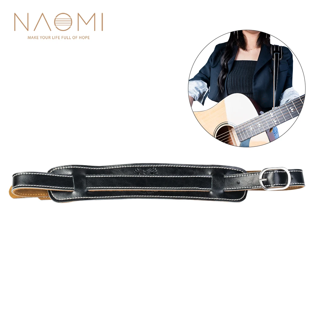 naomi elektrische gitarre strap leder schwarz einstellbare schulter gurt für gitarre elektrische gitarre bass gitarre teile zubehör neue fre