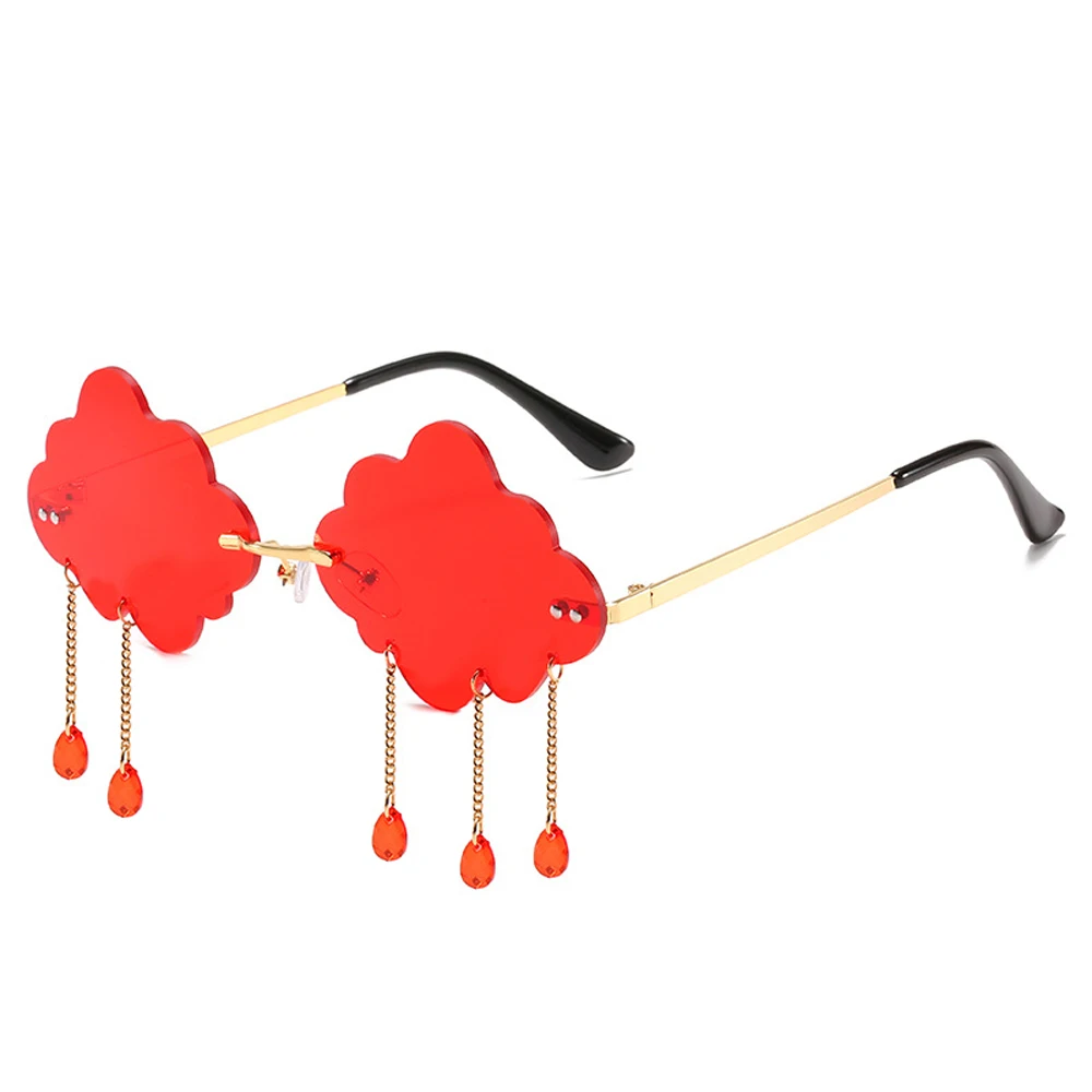 Модные солнцезащитные очки UV400 с кисточками модные без оправы в стиле ретро