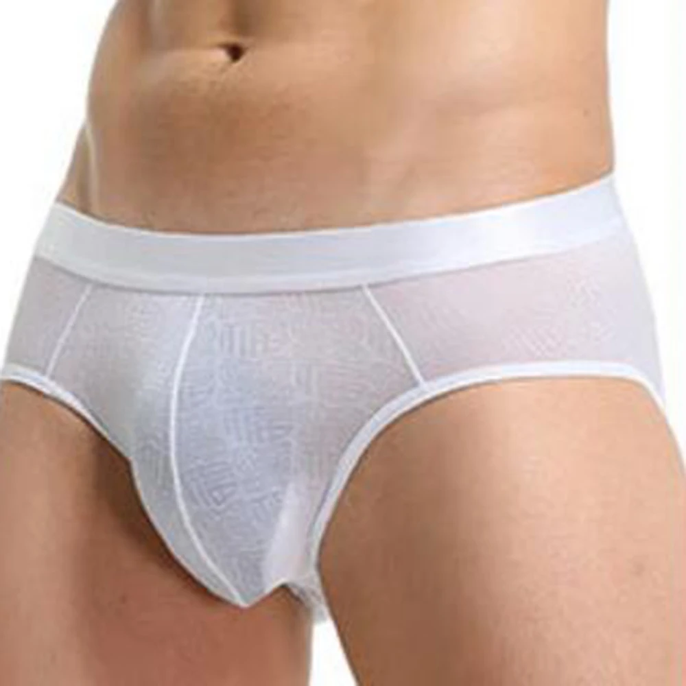 

Men's Seamless Underpants Ultra-Thin Underwear Men Sexy Breathable Briefs Ice Silk Panties Pouch Low Waist Soft Bikini