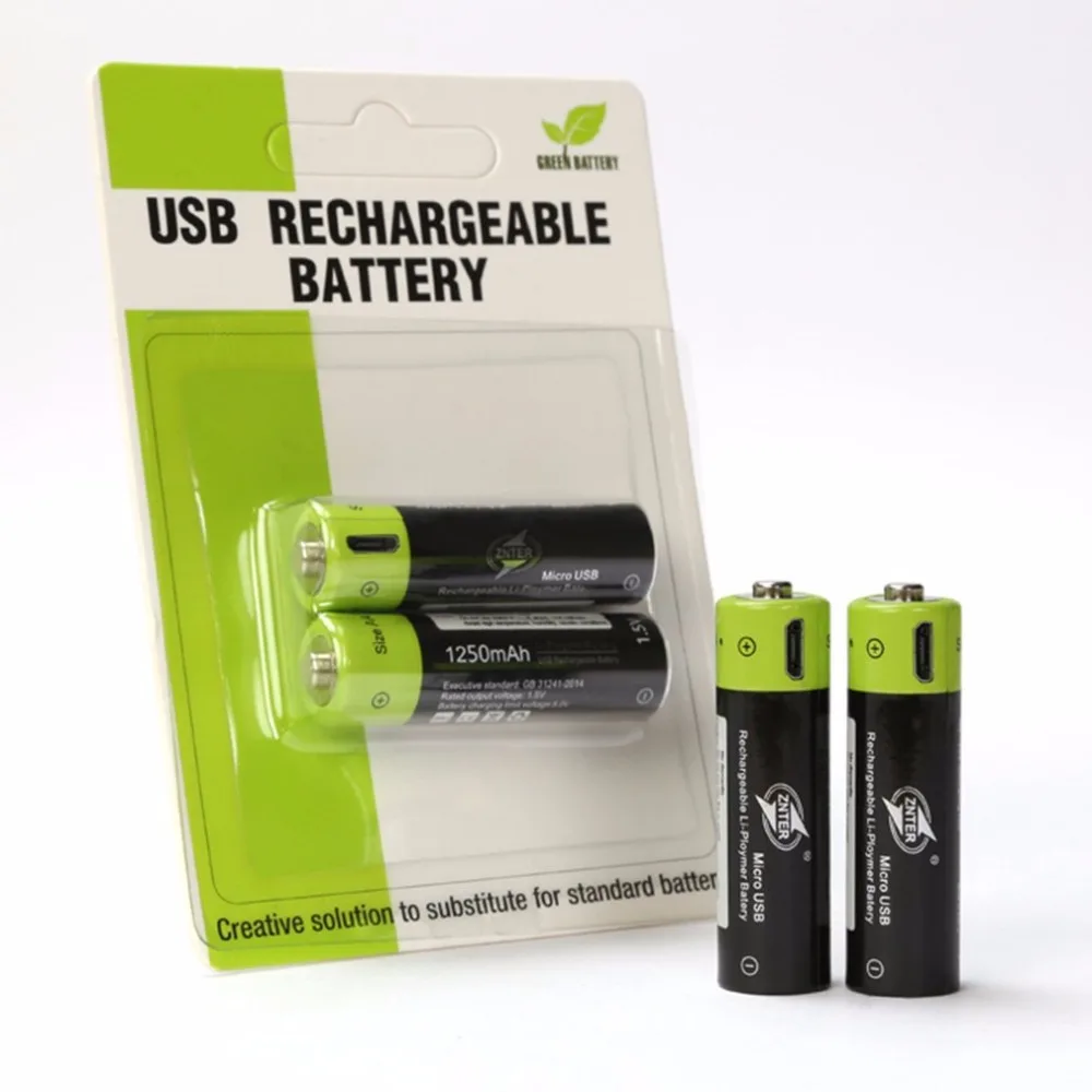 ZNTER 2 шт/4 шт USB кабель для зарядки AA батарея 1 5 в 1250 мАч перезаряжаемая заряжается
