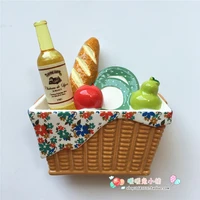 kitchen picnic food basket resin refrigerator stickers creative three dimensional magnetic stickers