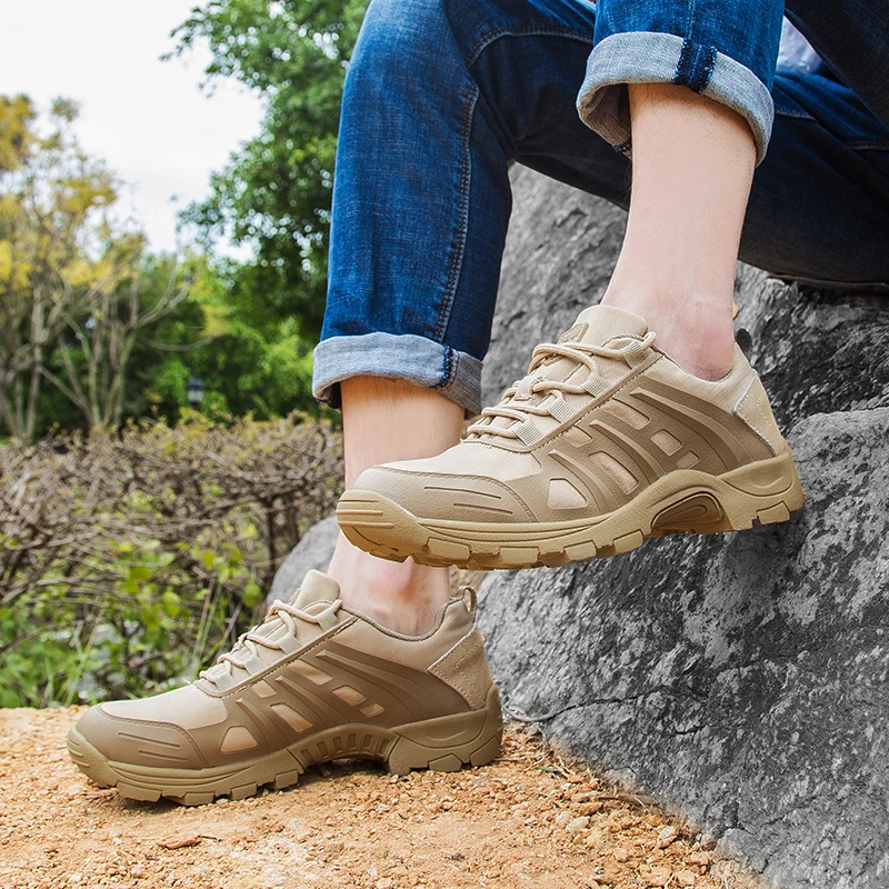 

High Quality Hiking Shoes Men Non-Slip Tactical Boots Wear-resistance Mountain Climbing Sneakers Man Desert Trekking Shoes 38-45