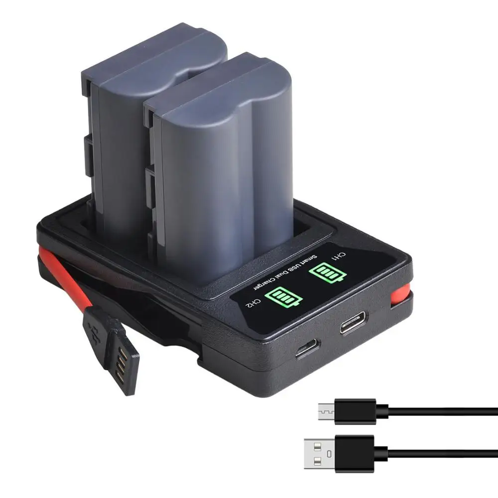 BP-511 BP-511A BP511 BP511A Батарея + светодиодный встроенный USB Dual Зарядное устройство для