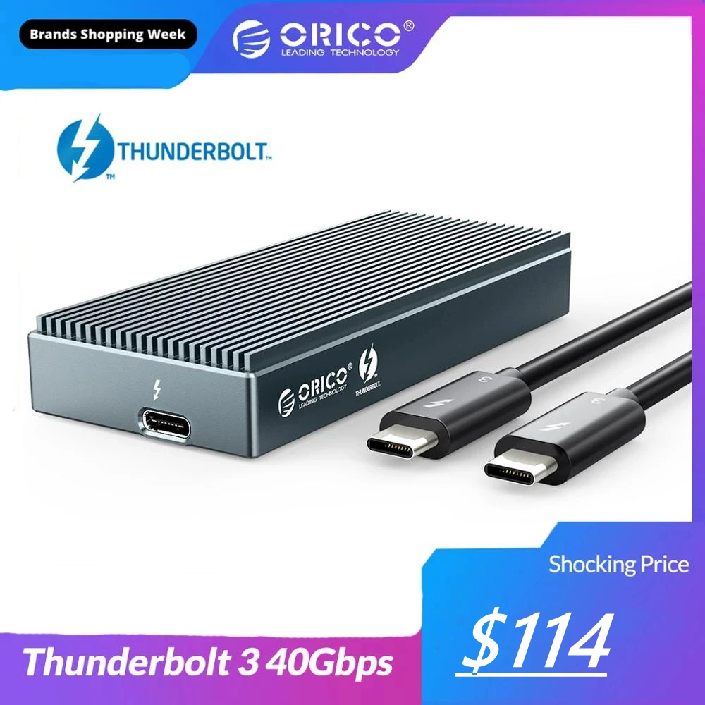 ORICO Thunderbolt 3 40 Гбит/с NVME M.2 SSD HDD корпус 2 ТБ Алюминий USB C гром болт для Mac book|Корпус