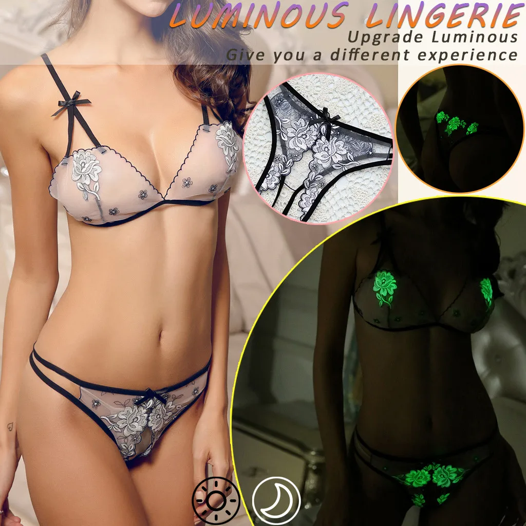 ФЛУОРЕСЦЕНТНОЕ сексуальное женское белье светящееся прозрачное кружевное