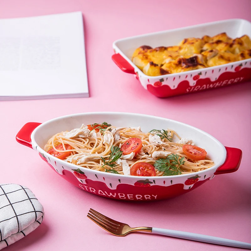 Керамическая посуда овальная квадратная бинауральная форма для выпечки риса