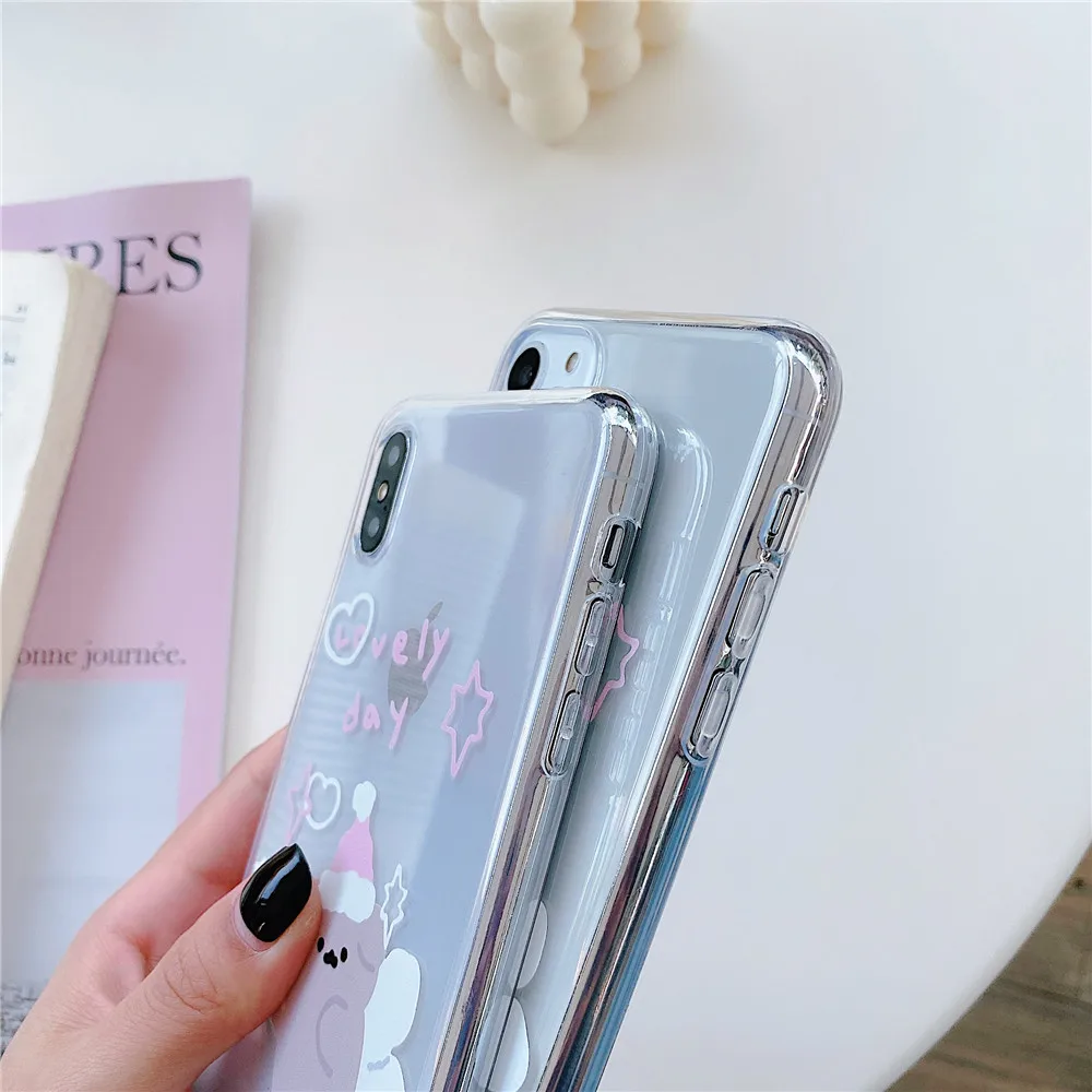 Чехол для телефона корейский милый ангел медведь английский письмо iPhone SE 2020 11 Pro Xs