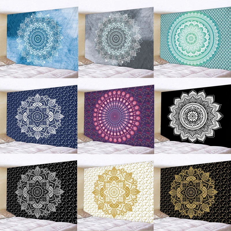 

Mandala Polyester 180*230cm Square Tapestry Wall Hanging Carpet Throw Yoga Mat for Home Bedroom Decoration
