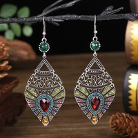 multilayer classic womens colorful crystal earrings for women fashion jewelry carved hollow vintage bohemia wedding earrings
