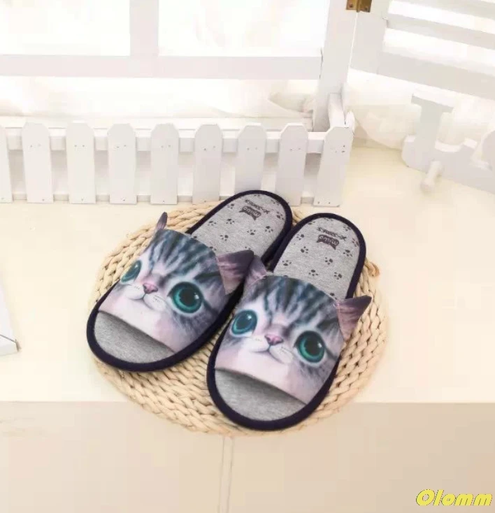 

In Autumn and Winter of 2021, Men's and Women's Cotton Slippers, Women's Warm Cotton Slippers At Home, Cute Cartoon Cat Slippers