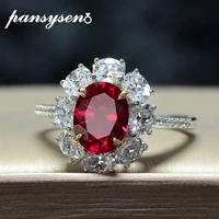 pansysen 100 real 925 sterling silver ruby lab diamond gemstone wedding bands engagement rings for women fine jewelry wholesale