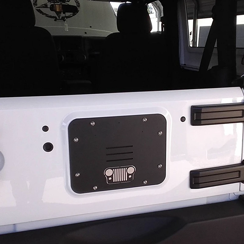 Spare Tire Carrier Delete Filler Plate Tramp Stamp Tailgate Vent-Plate Cover for 2007-2017 Jeep JK Wrangler &amp Unlimited |