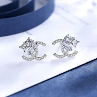 silver 925 earrings in ears zircon letter woman%e2%80%99s earrings fashion korean jewelry luxury party elegant girl unusual earrings