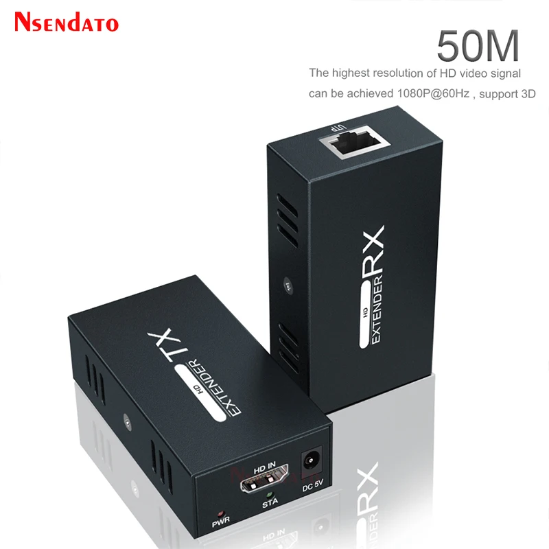 50m 1080P 60Hz HD Extender RJ45 1x1 Splitter Wireless Transmitter Sender&ampReceiver cable with Cat6 ethernet for PC TV | Электроника