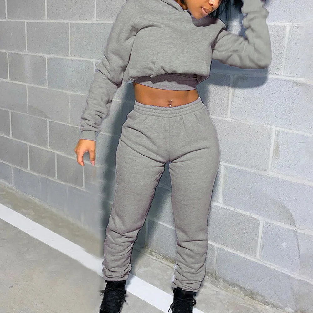 

Fashion Tracksuit 2 Piece Set Autumn Winter Pullover Hoodie Long Pants Sports Suit Female Sweatshirt Sportswear Suit For Woman