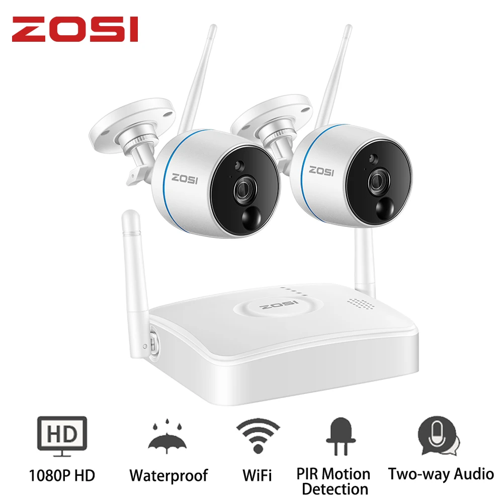 ZOSI, беспроводная система видеонаблюдения, 1080 P, Wifi, мини NVR, комплект, наружное видео наблюдение, домашняя беспроводная светодиодная ip-камера, набор
