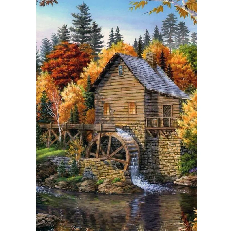 diy 5d diamond painting house cross stitch landscape tree diamond embroidery full round drill mosaic rhinestones art home decor free global shipping