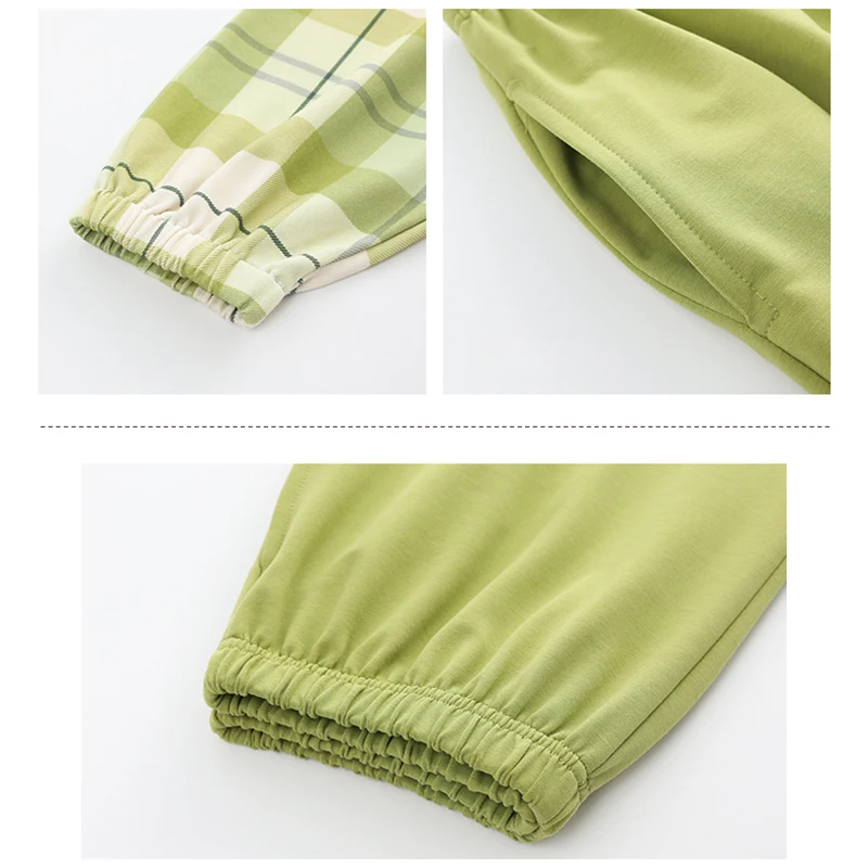 

Autumn Women's Pajamas Set of Avocado Long Sleeve O-Neck Soft Sleepwear Winter Warm Leisure Mujer Homesuit PJS Nightwear