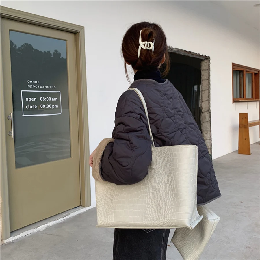 

Hot Sell Totes Pu Leather Shoulder Shopping Bags for Women's Shopper Daily Handbag Female Casual Large Capacity Travel Tote Bags