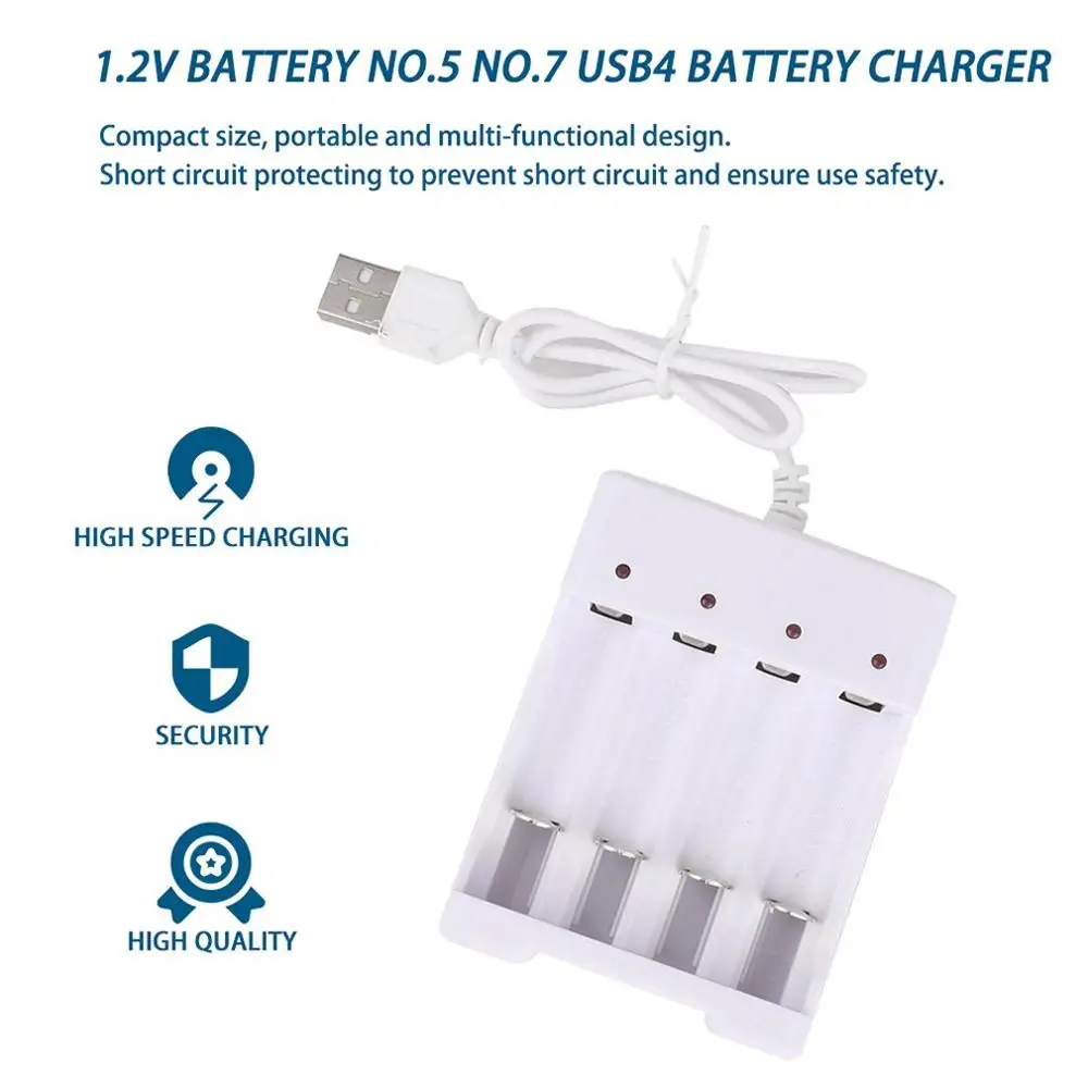 Портативное зарядное устройство для батарей AA AAA с 4 портами и USB разъемом