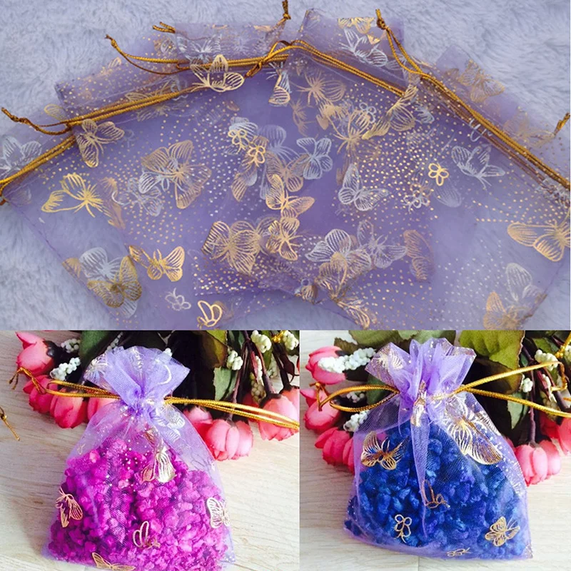 

87HC 25Pcs Organza Gift Bags Jewellery Drawstring Pouches Wedding Party Candy 10X12cm