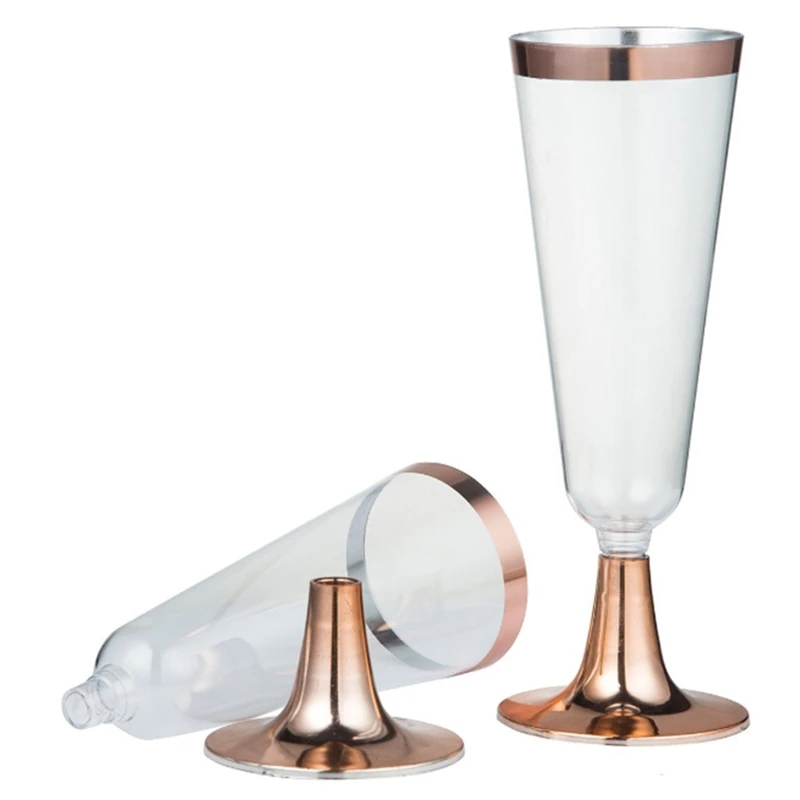 24 шт 150 мл пластиковые розовые золотые прозрачные одноразовые вечерние стаканы