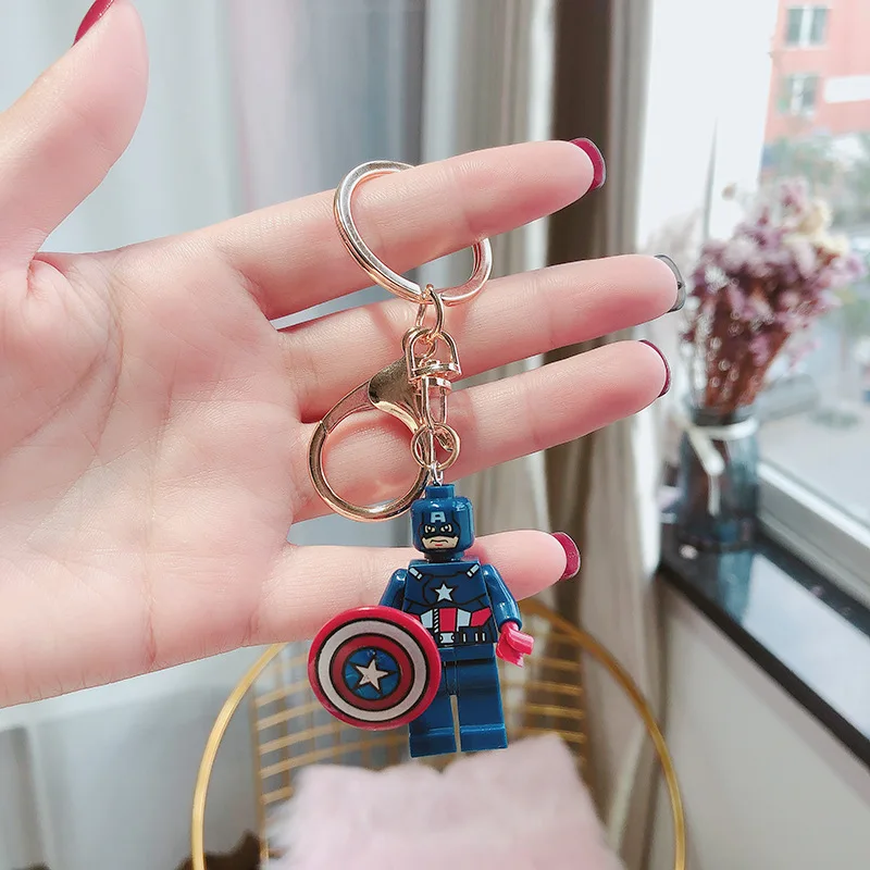 Ключи-брелоки из строительных блоков Disney Cartoon Marvel The Avengers Iron Man Captain America Thor Spider- Jedi Knight.
