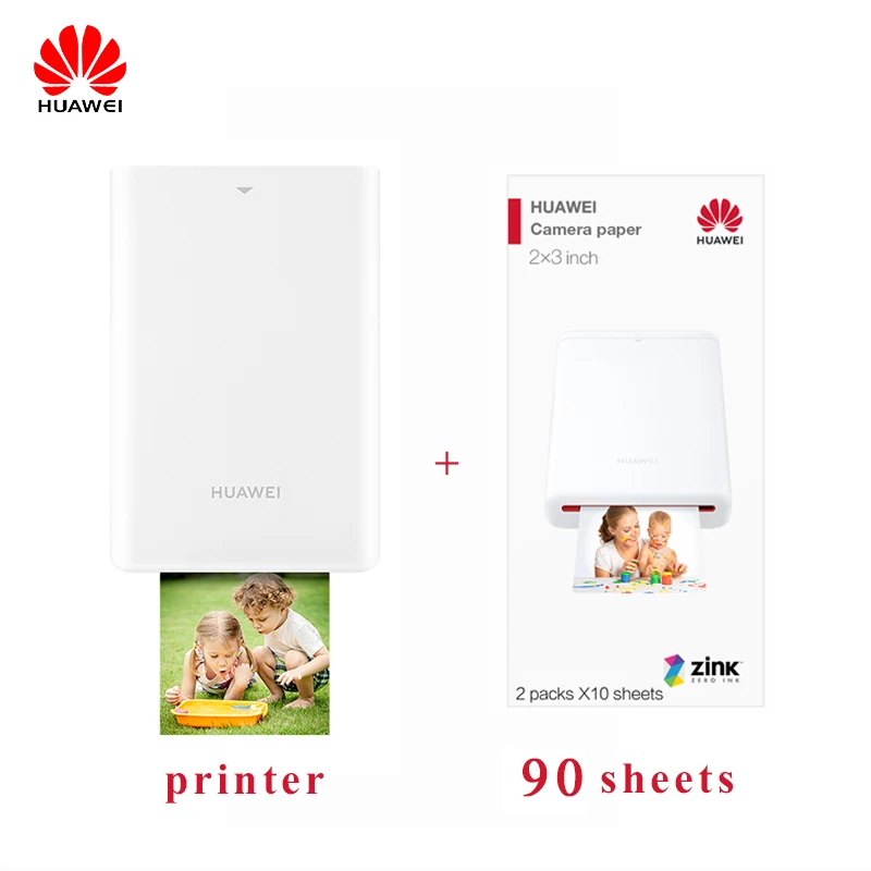 printer 90sheets HUAWEI фотопринтер AR Карманный принтер безчернильный Мини Bluetooth беспроводной 300 точек/дюйм принтер ручной аккаунт DIY альбом дневник - Цвет: printer 90sheets