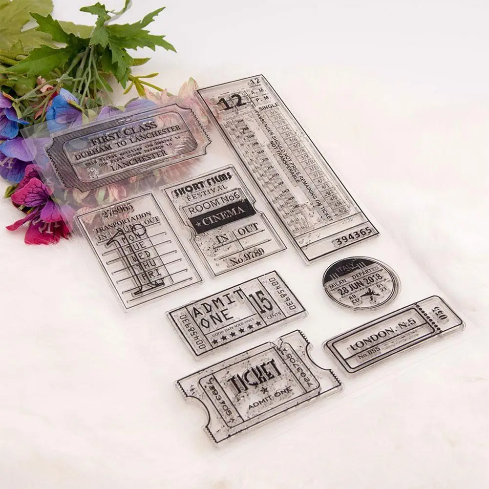 

1pc Vintage Tickets Postmarks Clear Stamps Silicone Stamp Seal For Diy Scrapbooking Photo Album Decorative Stamp Card Makin S7q6