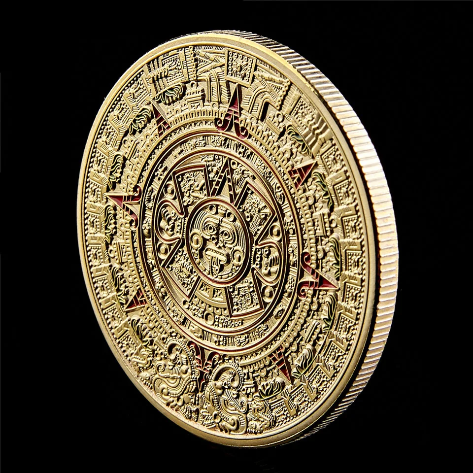 

Mexico Mayan Aztec Calendar Art Prophecy Culture 1.57"*0.12" Gold Coins Collectibles Dropshipping