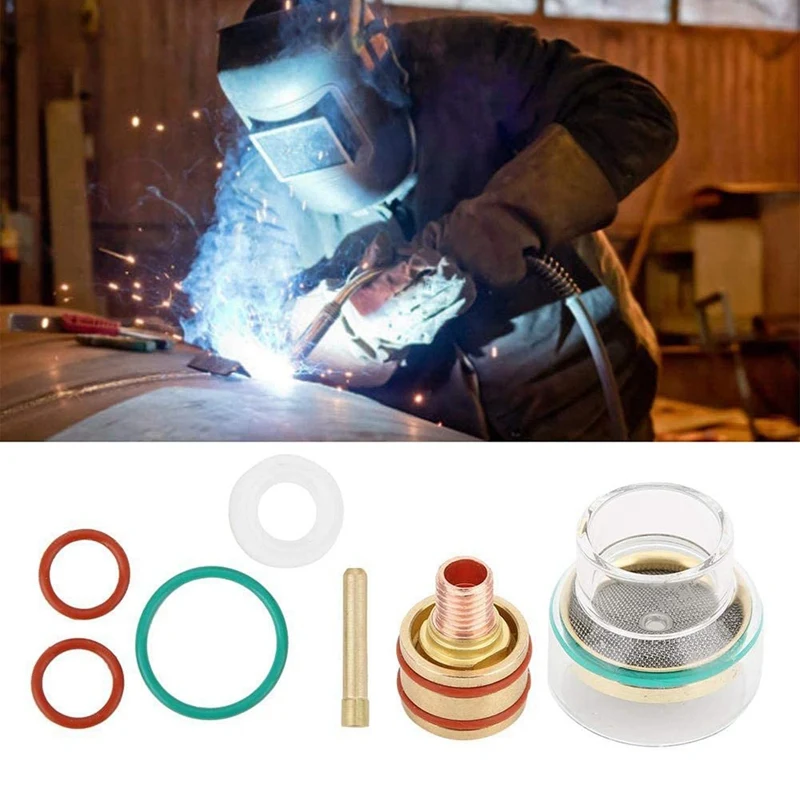 

TIG Gas Lens Collet Consumable Kit TIG Welding Torch with White Plastic Ring Model for WP9 WP20