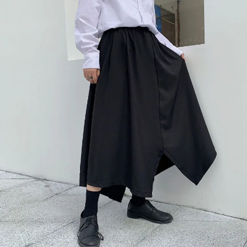 

Homem асимметричный дизайн solto saias caletas masculinas уличная одежда хип-хоп готико панк японское кимоно calça roupas de palco