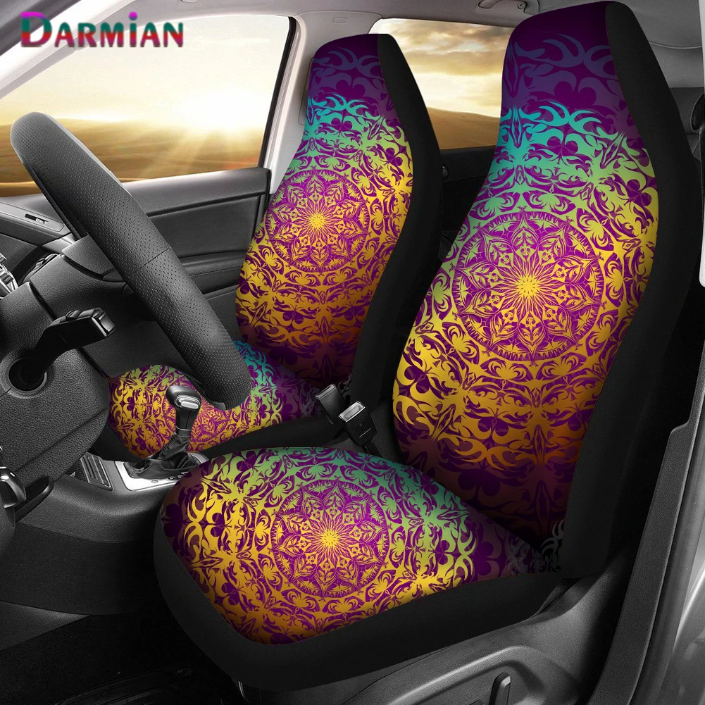 

DARMIAN New Bohemia Flower Printing Car Seat Covers Set of 2 for Car Auto Interior Durable Protector Stretch Cloth Cover Cushion