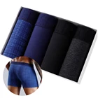 4pcs Set Men Boxer Shorts Soft Boxers for Men's Panties Mens Underpants Male Cotton Sexy Underwear Boxershorts Family Calecon