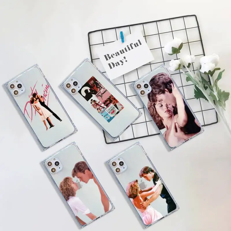 

Dirty Dancing lovely pink Phone Case For iPhone 7 8 11 12 X XS XR MINI Pro Max Plus Clear Square Transparent