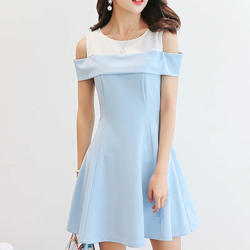 

Summer Dress Women clothes Short Sleeve Hollow Out Patchwork Dress Mini Casual Dresses O-Neck Korean Cute student dress Vestidos