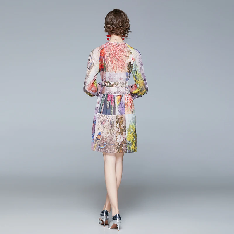 

2021 Spring Dress Women Fashion Elegant Lantern Sleeve V-Neck Ladies Dress Vestidos Jurken Femme Robe