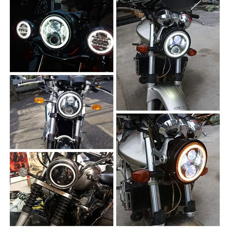 

7 inch Motos LED Headlight For Harley motor Electra Glide Street Glide Fat Boy Road King Heritage Softail Switchback Cafe Racer