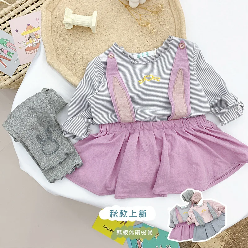 

Осень 2021 детская одежда один на один Корейский детский вязаный костюм с длинным рукавом для девочек