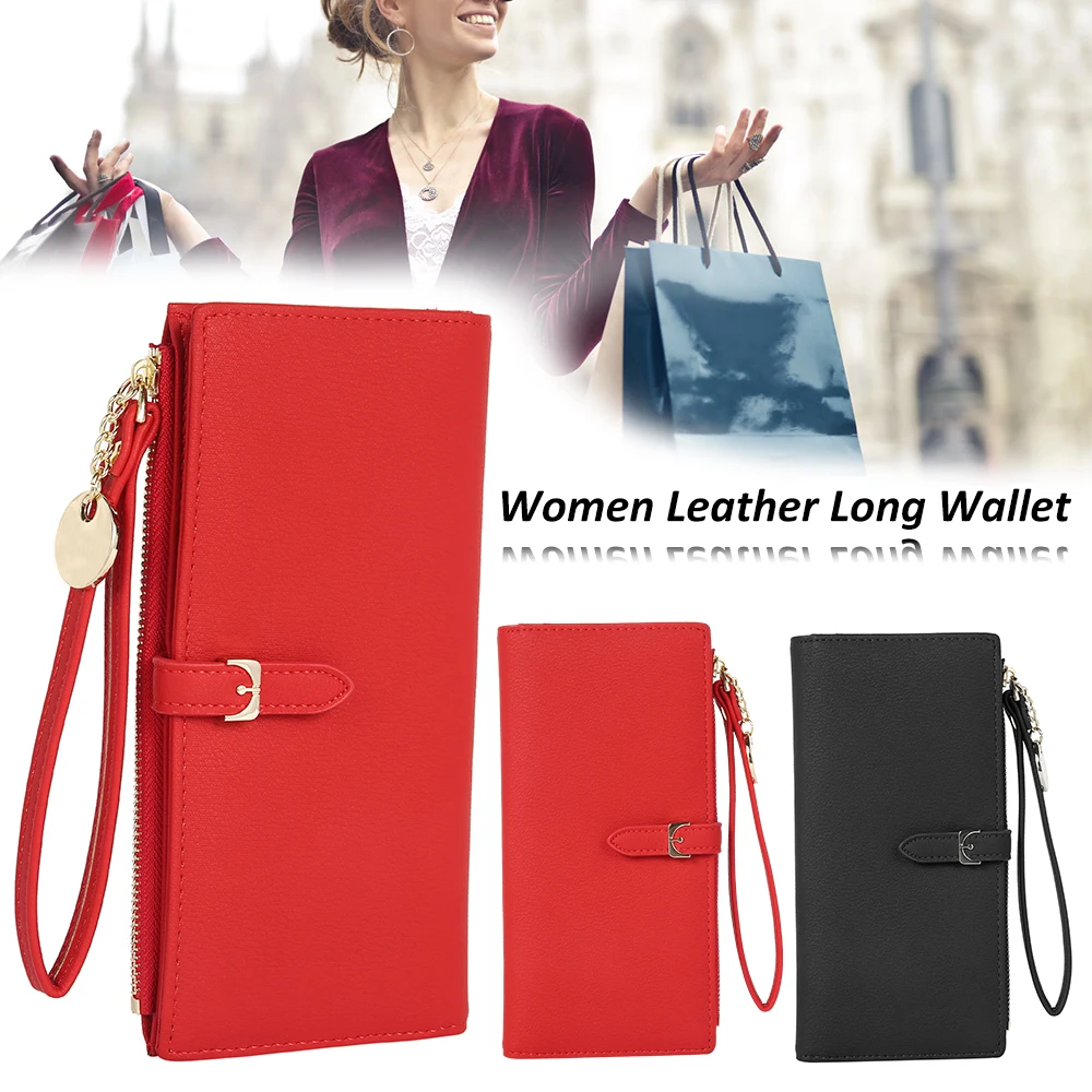 Женский кожаный Длинный кошелек Много отделов женские кошельки браслет клатч