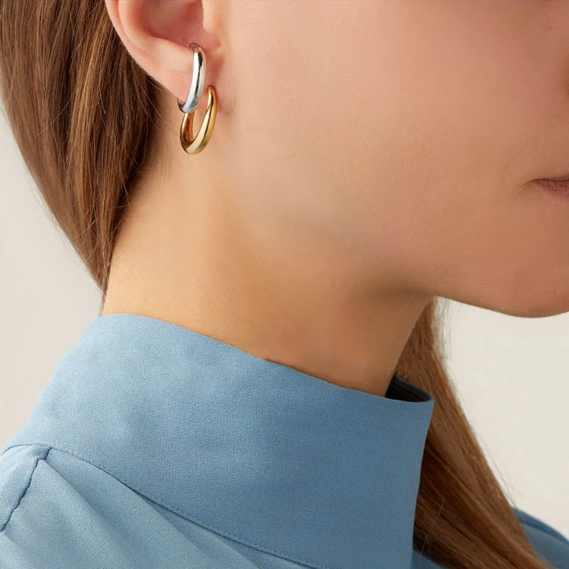 Европейский и американский стиль креативный дизайн двойной круг серьга