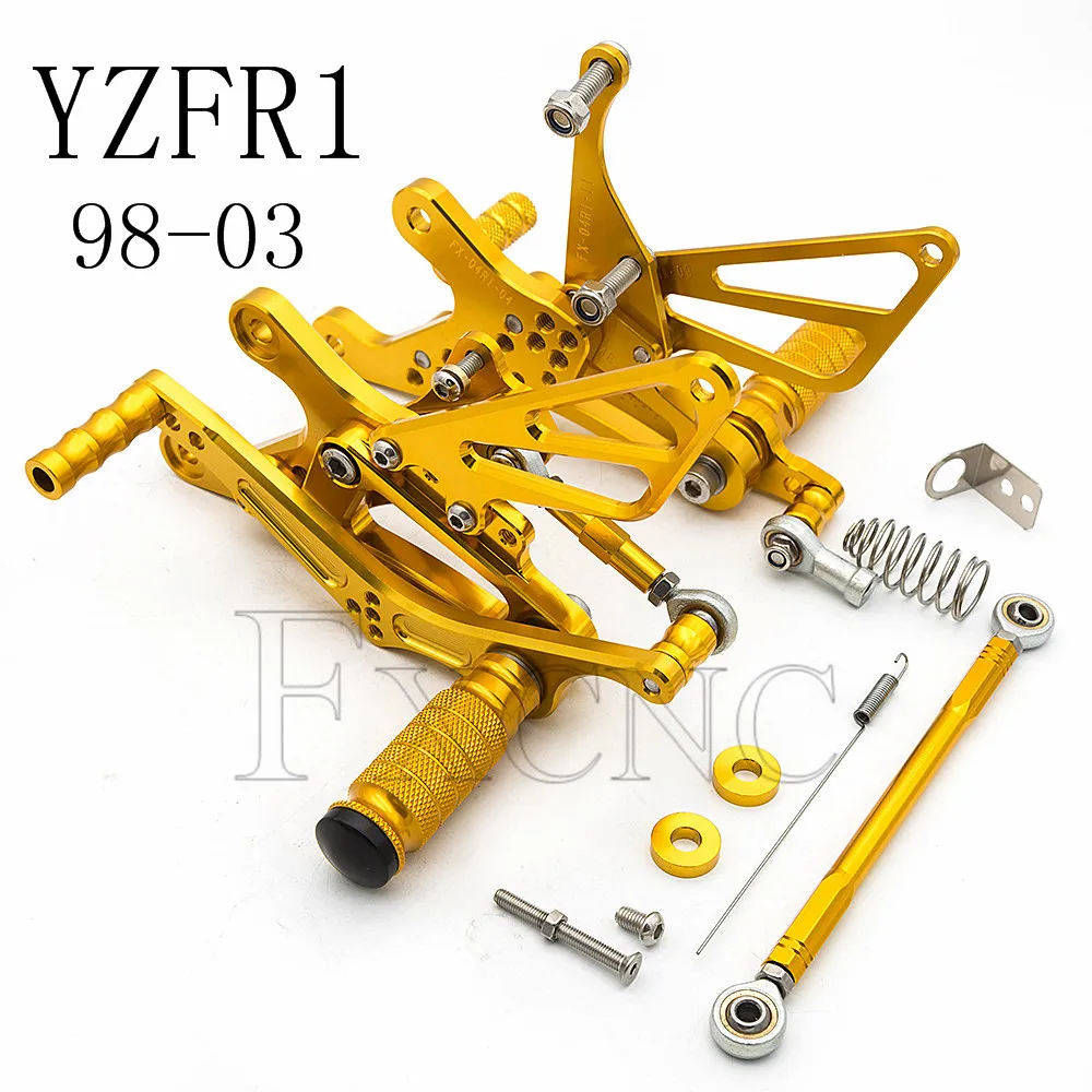 Quick Shifter Motorcycle Footrests For Yamaha YZF R1 YZF-R1 YZFR1 1998-2003 Aluminum Rearset Rear Set Adjustable Foot Peg Pedal