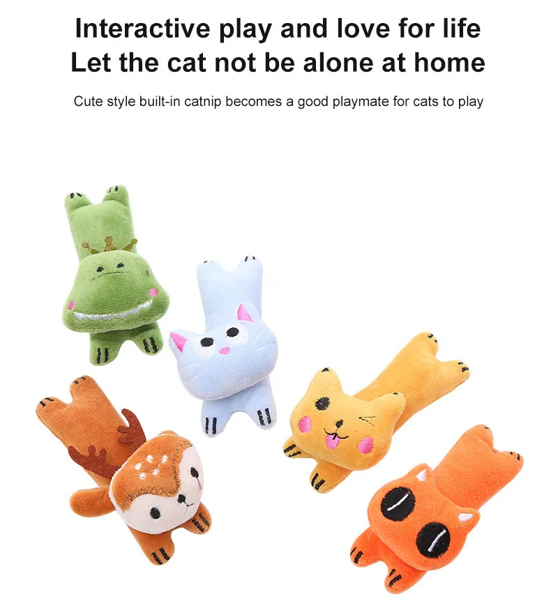 

2pcs Cat Supplies Cute Animal Catnip Cat Toys Self-excited Puppet Plush Toys Cat Toys Interative Plush Animal Modeling Toys Pet