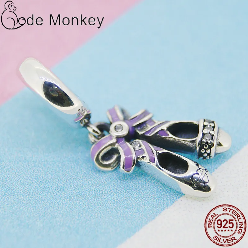 CodeMonkey 925 пробы серебряные балетки очаровательные Бусины Подходят оригинальный