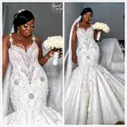 Роскошные свадебные платья в африканском стиле с юбкой-годе, модель 2022, свадебные платья с бисером и кристаллами, кружевное свадебное платье на заказ