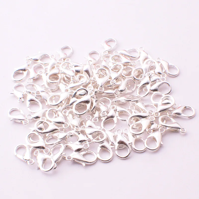 

XUQIAN Wholesale Zinc Alloy Lobster Clasp Gold Silver Environmental Protection for DIY Necklace Accessories 12mm 100pcs A0177