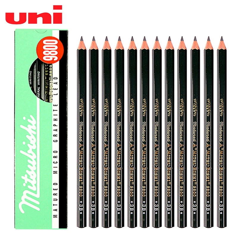 

Mitsubishi Pencil 12 одиночный 9800 эскиз карандаш искусство специальный 2B-8B Профессиональный уголь HB щетка шестиугольник стержень письма Черный свин...