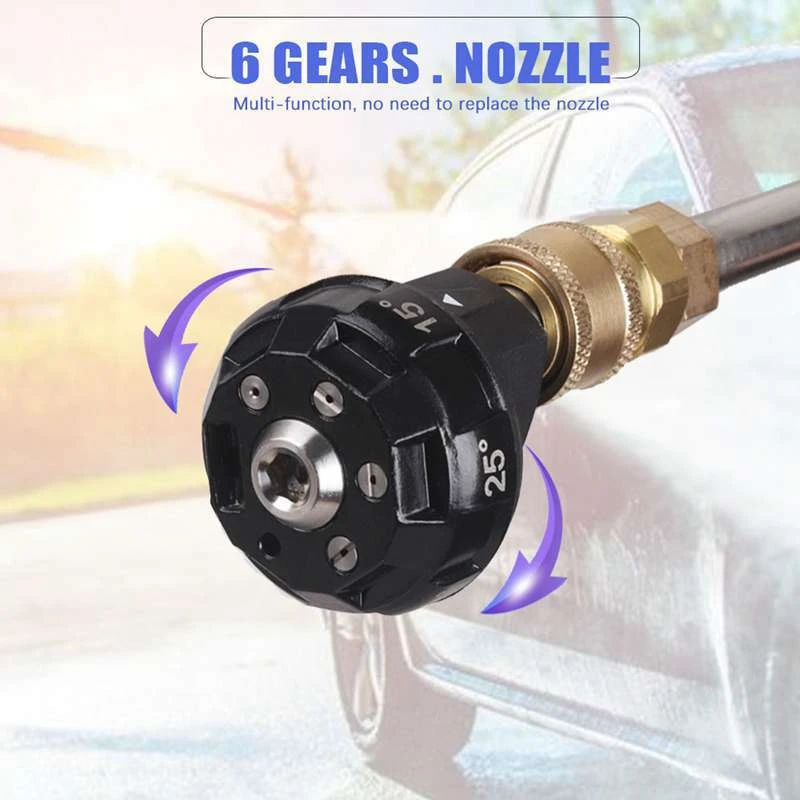 

Pressure Washer 6 in 1 Spray Nozzle Adjustable 1/4 Inch Quick Connect 4000 PSI